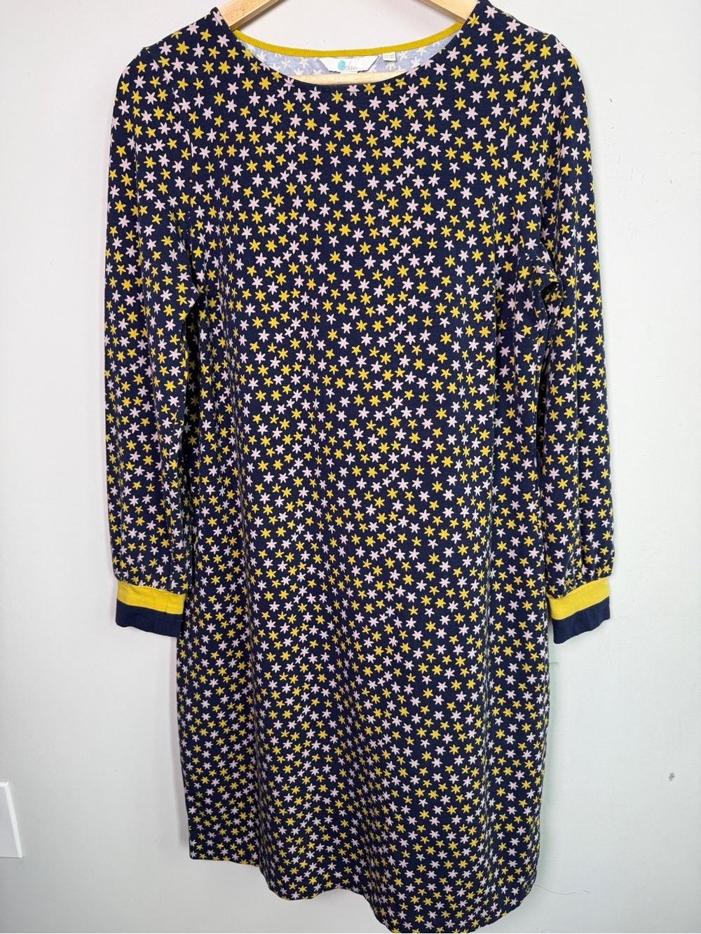 Boden Fawn Jersey Dress Navy Star Print Sz 12R